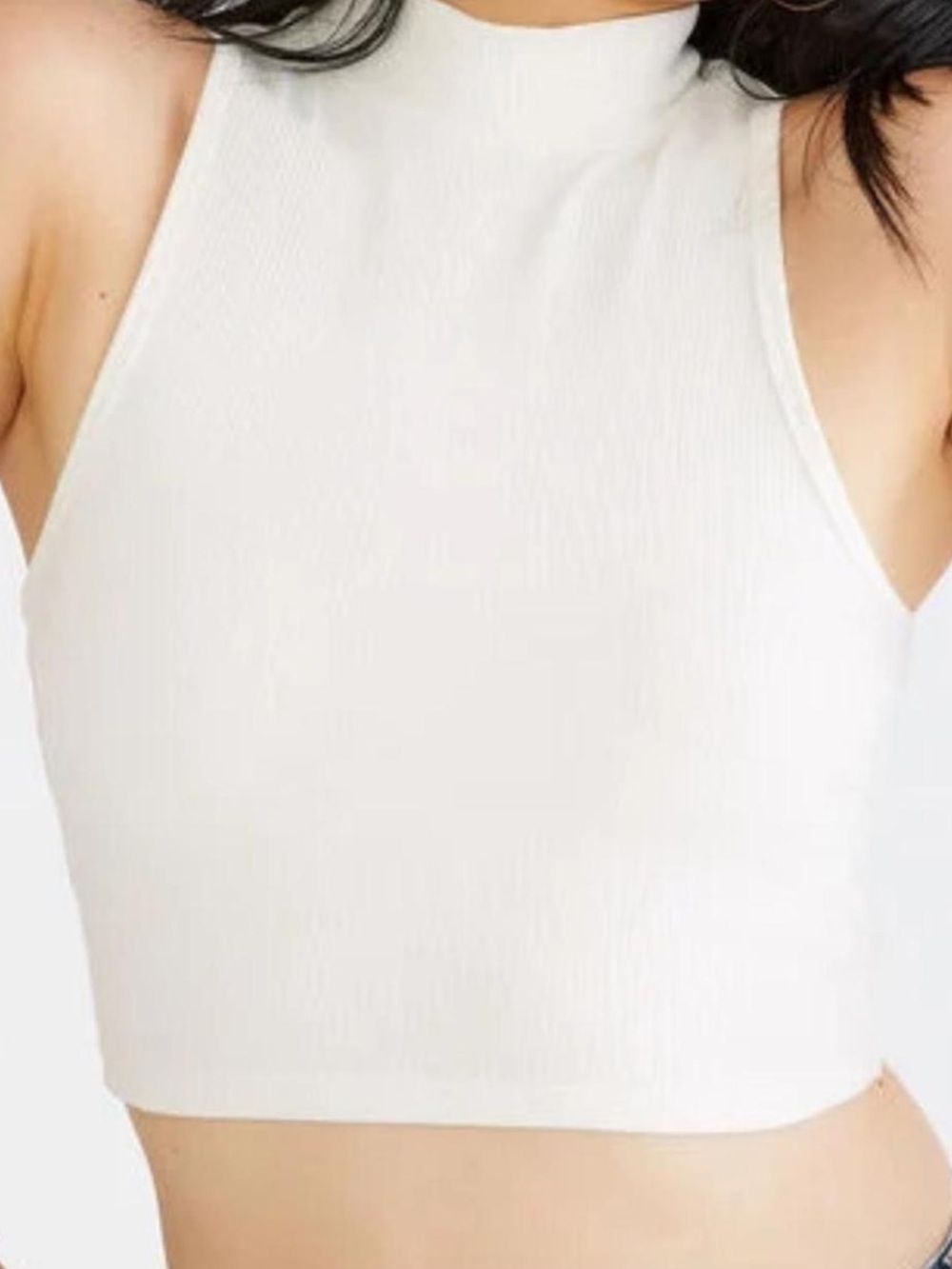 Forever 21 Sleeveless Turtleneck Crop Top - Cream - Picture 1 of 4